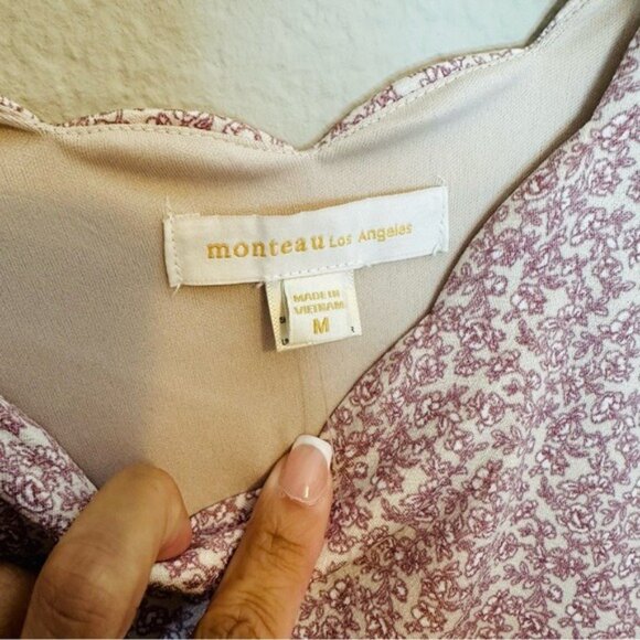 Monteau Los Angeles Scalloped Floral Dress | Pink & White | Size M | NWT - Picture 8 of 11